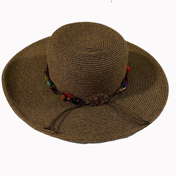 Women's Straw Hat - wide brim faux straw - Picture 2 of 4